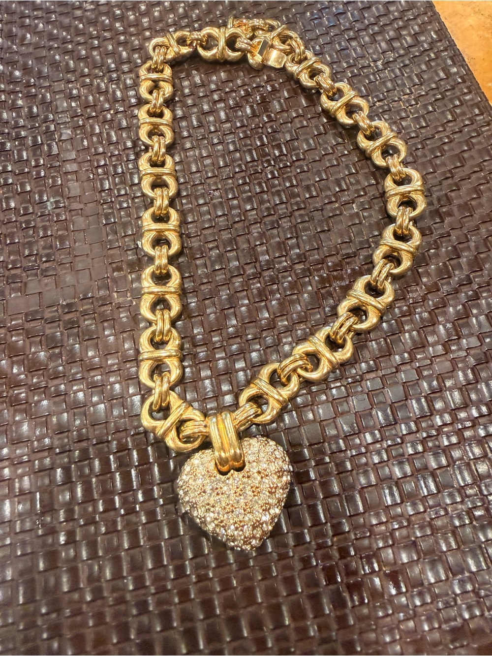 Gold-Tone Pave Heart Pendant Necklace - Women Jewelry